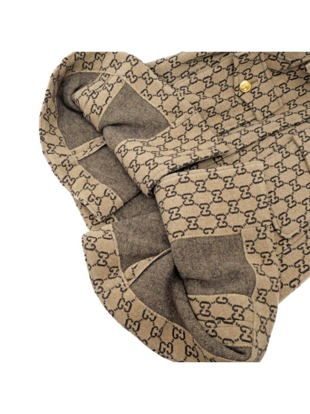 Gucci Cape GG Pattern Beige Dark Brown S Size Apparel - Picture 5 of 10